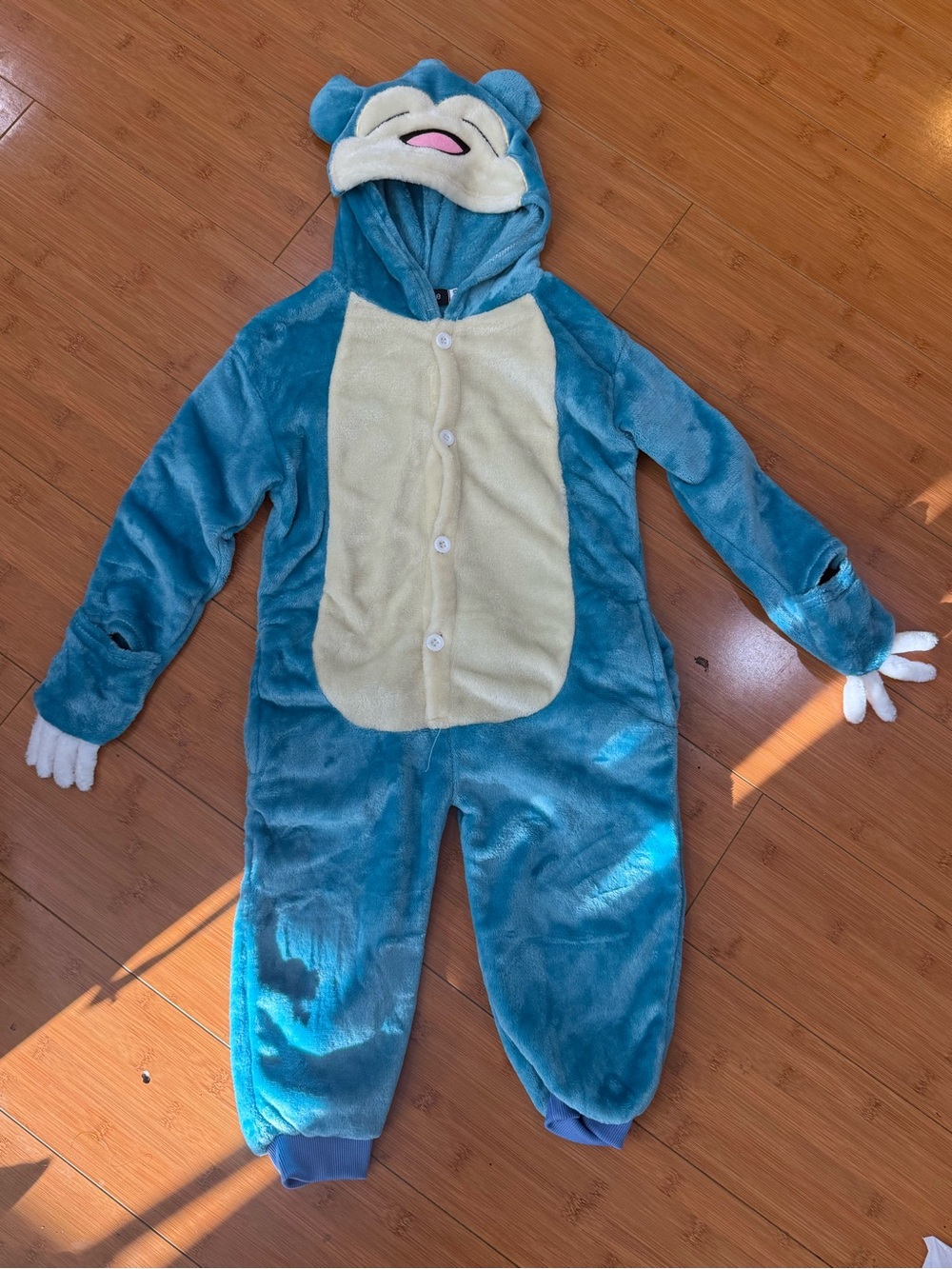 Kids Blue Plush Character Onesie Costume with Cream Belly
